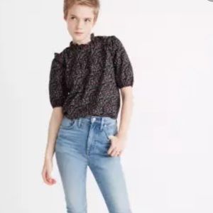 Madewell Puff-Sleeve Ruffle Top in Fieldwalk